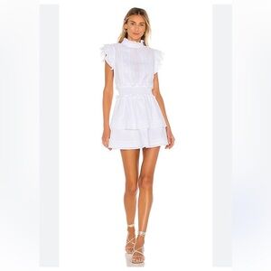 Cleobella Versailles Mini Dress in White with Ruffles. Size M